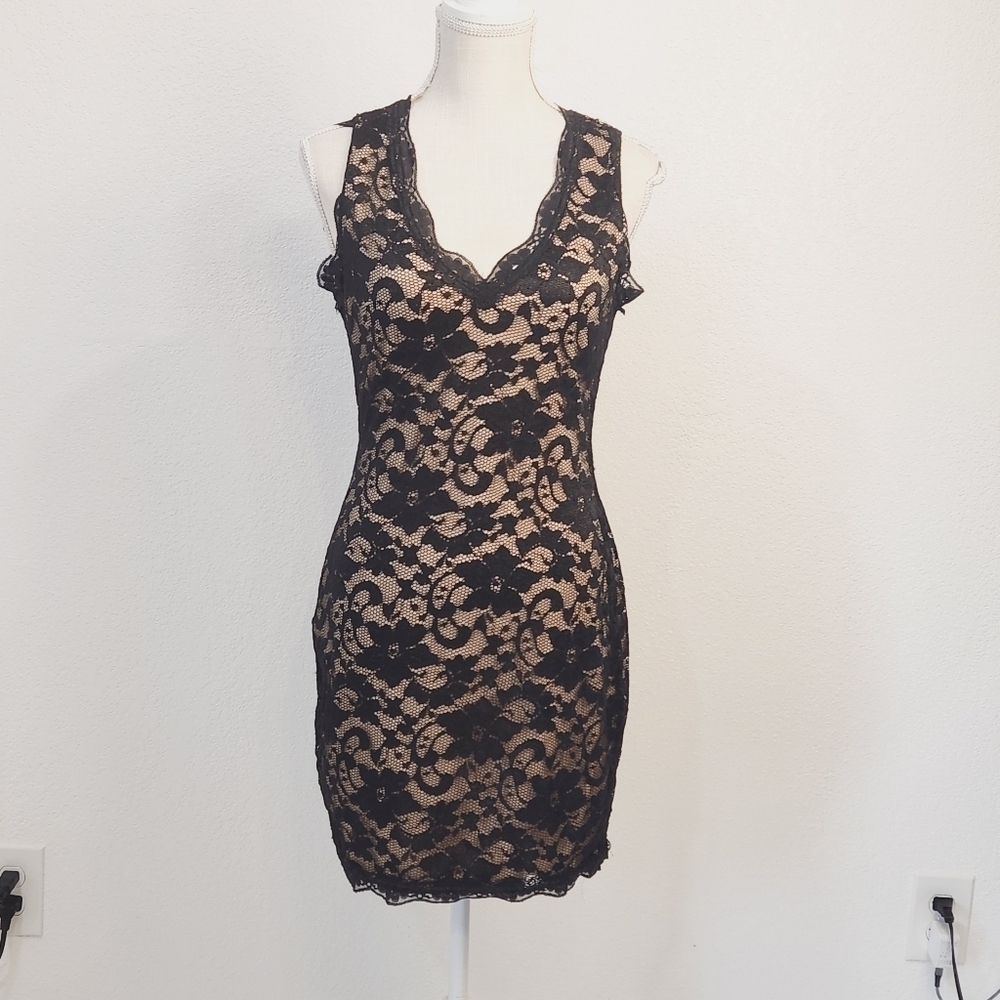 Liberty Love Black Lace Dress With Nude Lining Size: M